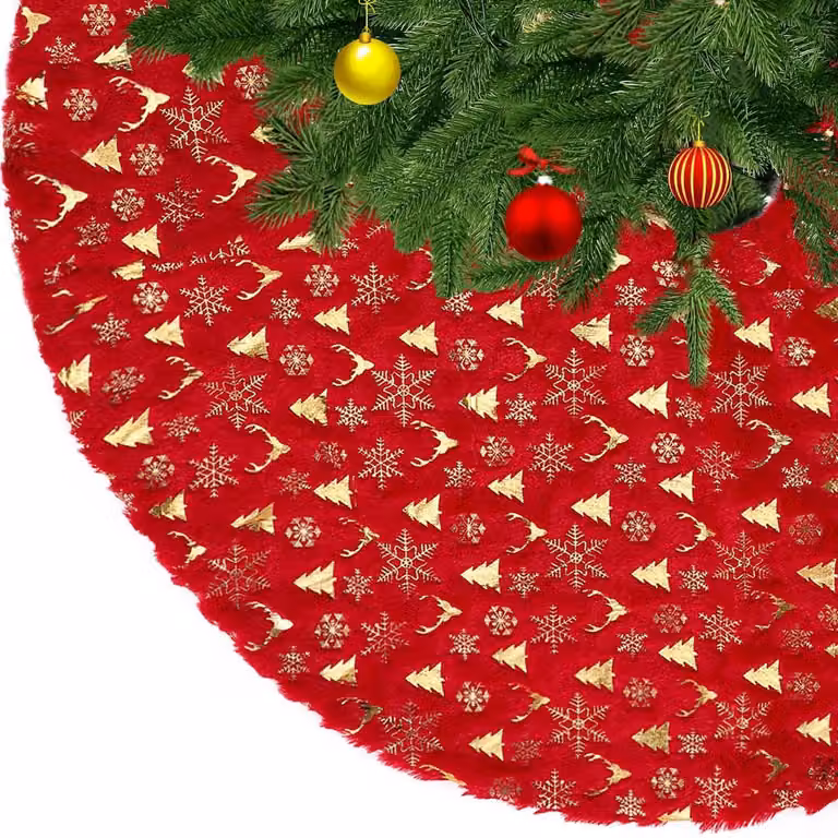 Albero di Natale decorativo, colore rosso, materiale: peluche, altezza 122 cm