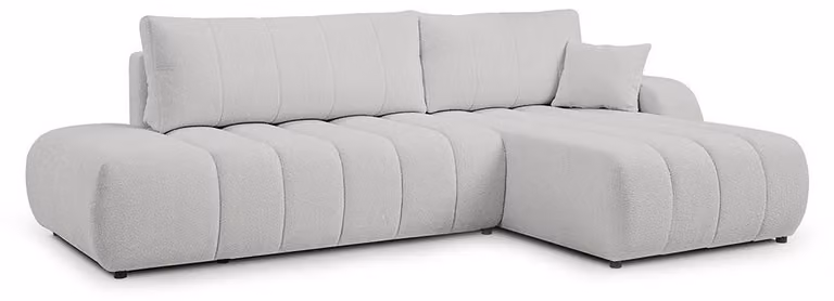 Divano angolare con funzione letto, modello Baloa, lato destro, colore Nebelstein