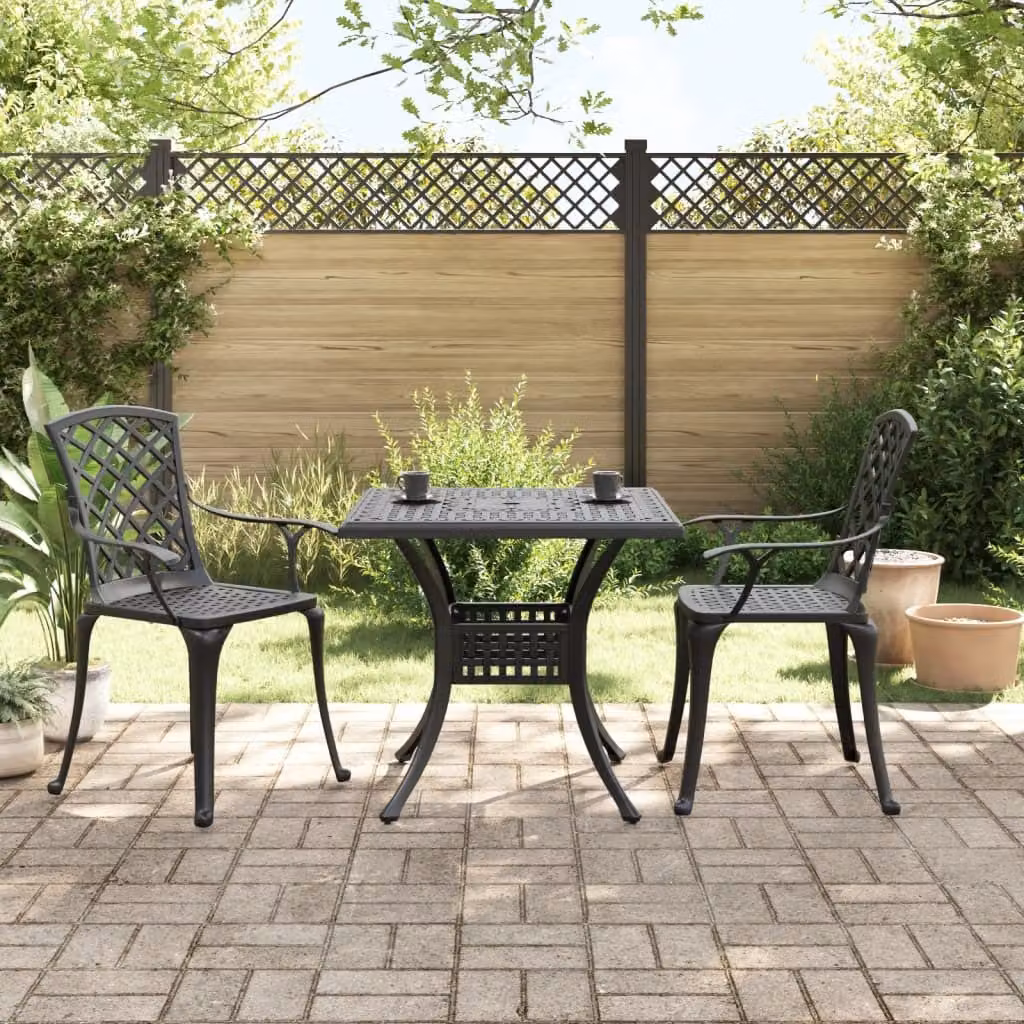 Maison Exclusive - Set da bistrot 3 pezzi in fusione di alluminio nero