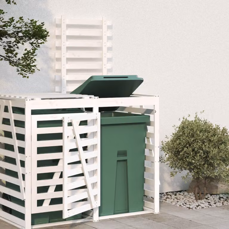 Estensione Copribidone vidaXL in Legno Massello di Pino, Bianco, L/P/H: 128,5 x 78,0 x 91,5 cm