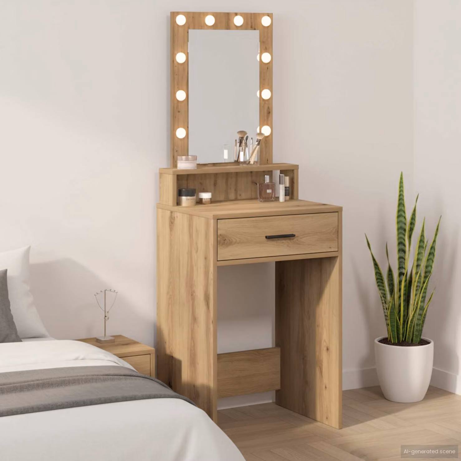 vidaXL Tavolo da Trucco Moderno in Legno Marrone L: 50 cm, P: 41 cm, H: 140 cm