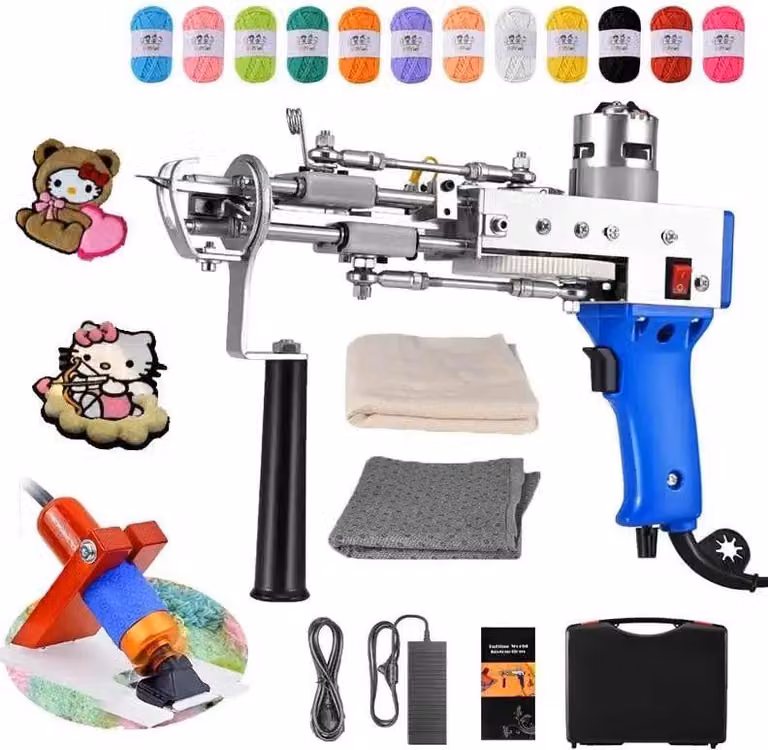 Pistola elettrica per tappeti - Set 2 in 1 - Spina UE 220 V - Fai da te - - Argento