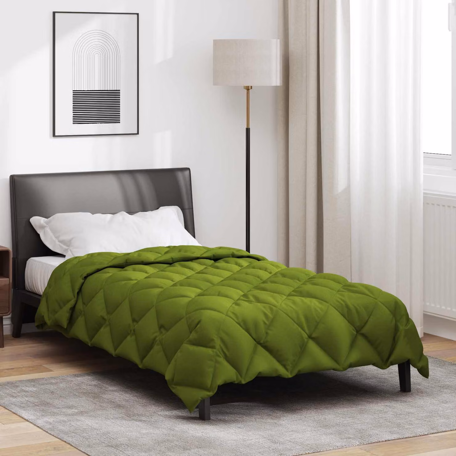 vidaXL Piumone Invernale in Microfibra Verde L/P/H: 155 x 220 cm, 450 gsm