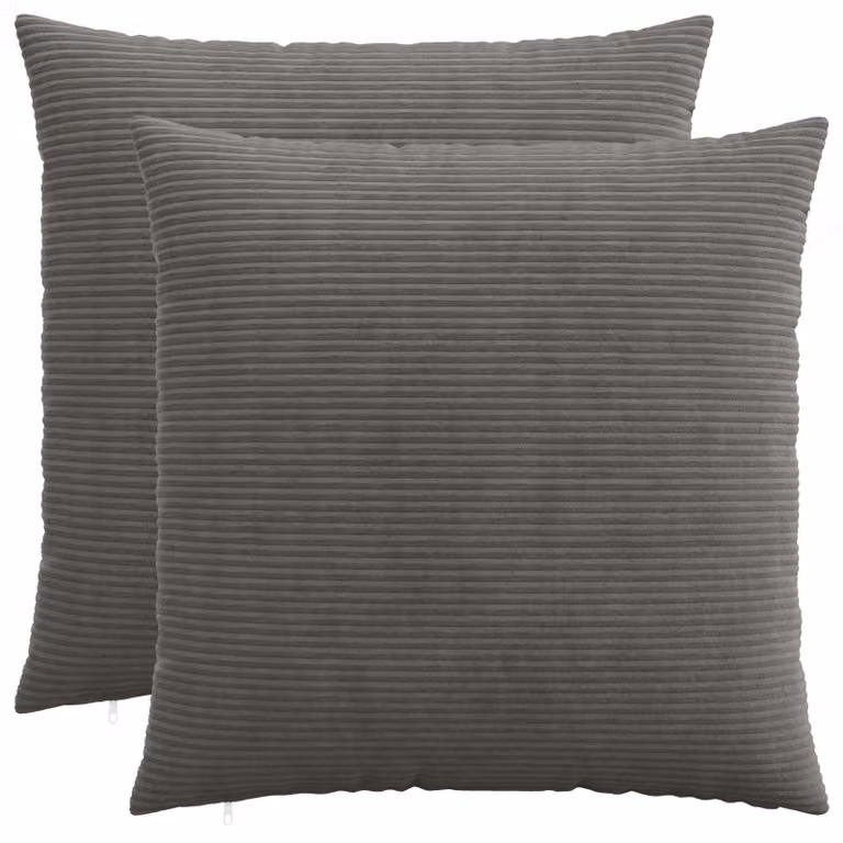 Set di 2 federe vidaXL HEERLEN in velluto a coste, Grigio, 65 x 65 cm