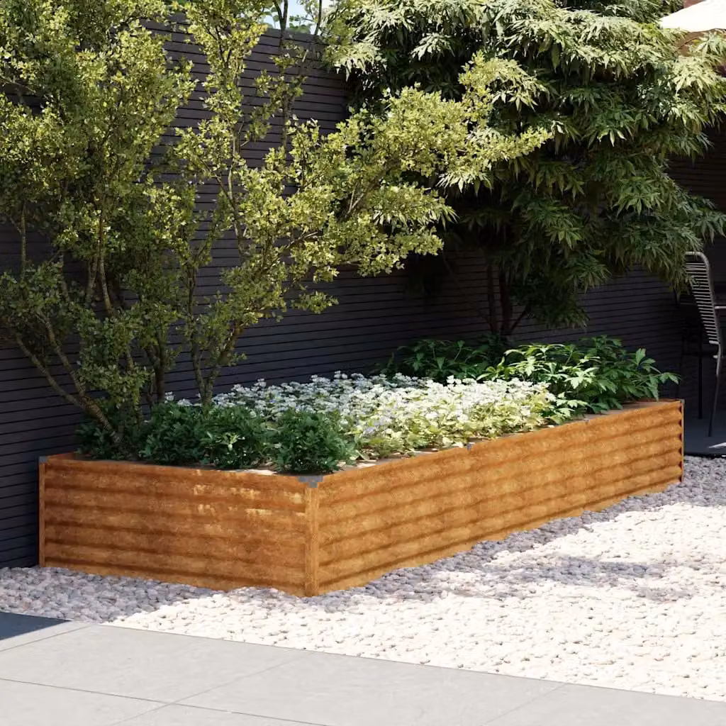 Fioriera Rialzata da Giardino vidaXL in Acciaio Corten Marrone L: 291 cm, P: 100 cm, H: 36 cm