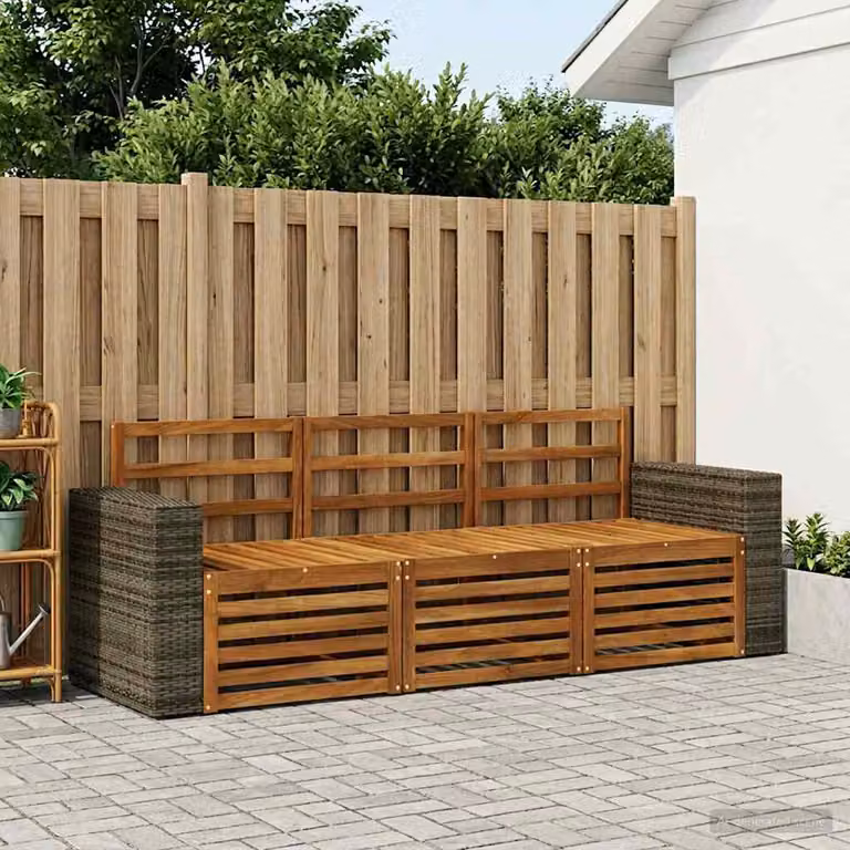 Set di divani da giardino moderno vidaXL in legno di acacia massello marrone con cuscini inclusi