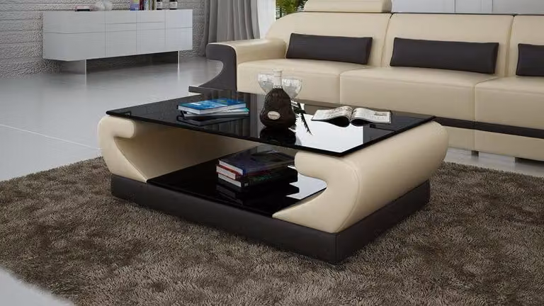 Tische Couchtisch Leder Glastisch Design Tisch Sofa Beistell Couch Farbe wählbar