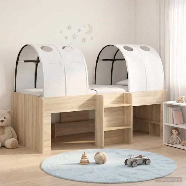 Letto con Tunnel 3 pz Sonoma e Bianco Legno ingegnerizzato 3423581