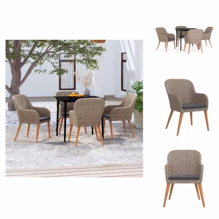 vidaXL Set da pranzo da giardino 5 pezzi con cuscini marrone - Set di mobili da giardino