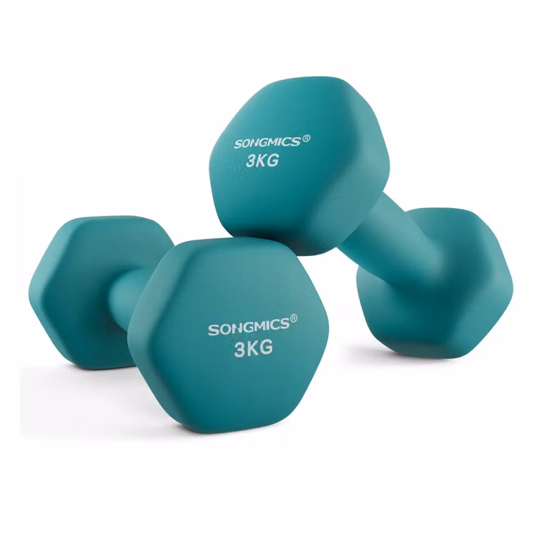 Set di 2 Manubri Esagonali con Superficie in Vinile, Verde Scuro