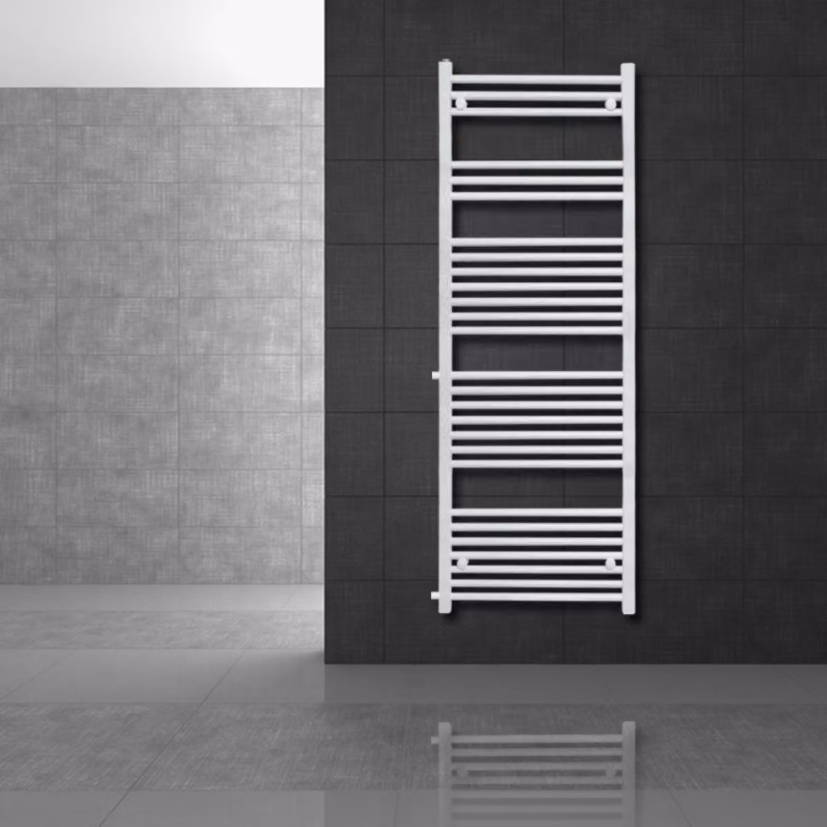 Radiatore da bagno LuxeBath Attacco laterale 500x1600 mm Bianco Dritto con valvola termostatica integrata Radiatore da ristrutturazione Scaldasalviette, senza resistenza elettrica