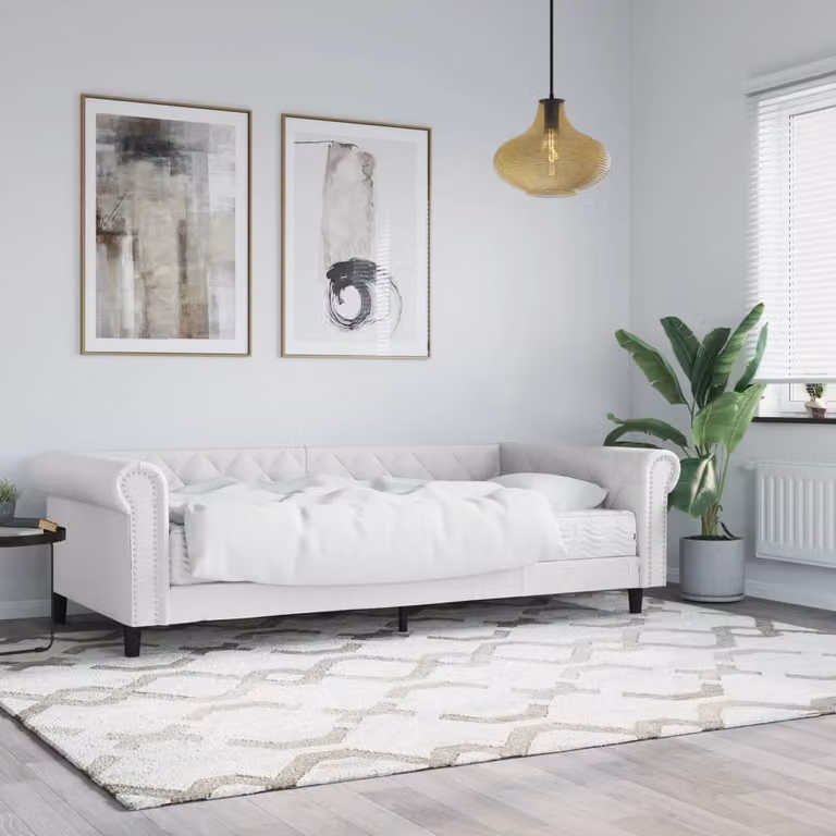 vidaXL Divano Letto con Materasso in Similpelle Bianco L/P/H: 200 x 90 x 68 cm