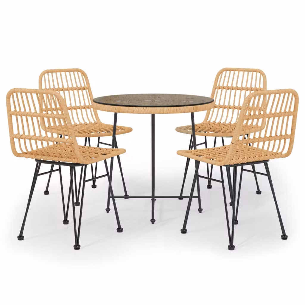 Set da Pranzo da Giardino 5 pz in Polyrattan