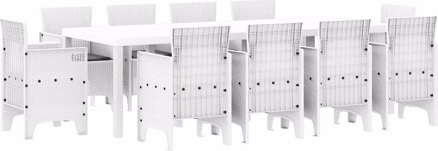 Set da Pranzo per Giardino 11 pcs Bianco Polipropilene