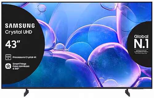 Smart TV Samsung Crystal UHD 4K da 43 pollici LED, Modello UE43U7000FUXZT, Colore Titan Gray/Black