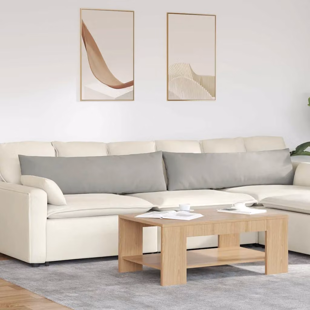 Set di 2 cuscini da divano vidaXL in tessuto grigio con fodera rimovibile, L 145 cm x P 40 cm