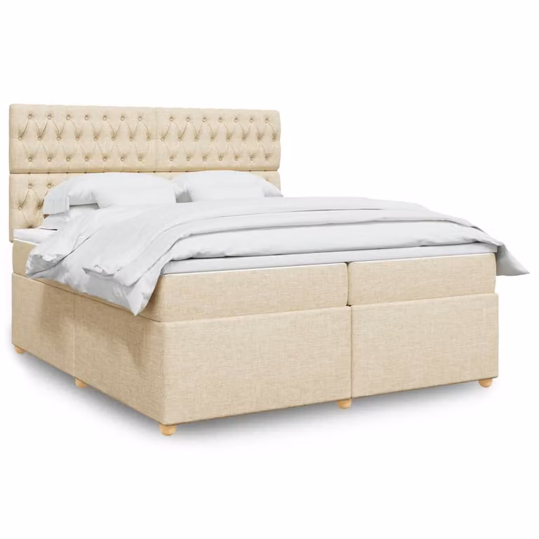Maison Exclusive - Giroletto a Molle con Materasso Crema 200x200 cm in Tessuto