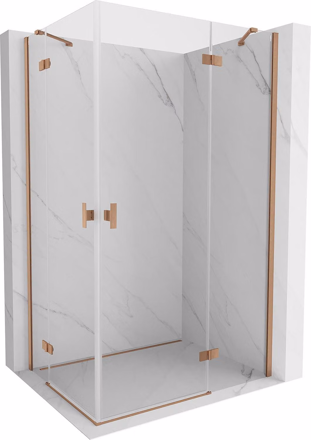 Mexen Mist-H Duo cabina doccia a battente destra 100 x 115 cm, trasparente, rame spazzolato - 8A5-100L-115P-65-00