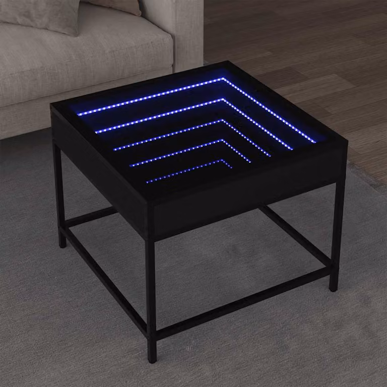 vidaXL Tavolino da Salotto Moderno con LED Infinity Nero L/P/H: 50 x 50 x 41 cm