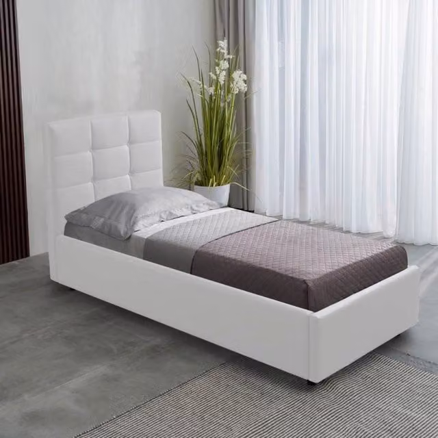 Letto singolo con contenitore Napoli bianco