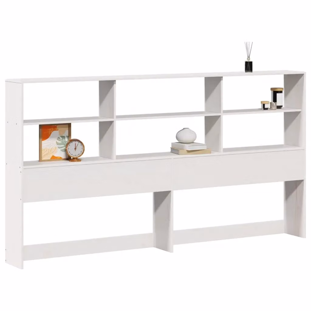 Testiera con ripiani integrati vidaXL in legno massello di pino bianco lacquered per letto 180x200 cm – 2