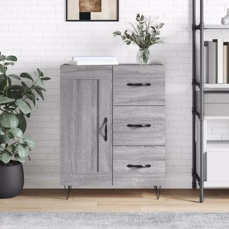 Credenza vidaXL in Legno Multistrato Grigio Sonoma L: 69,5 cm, P: 34 cm, H: 90 cm