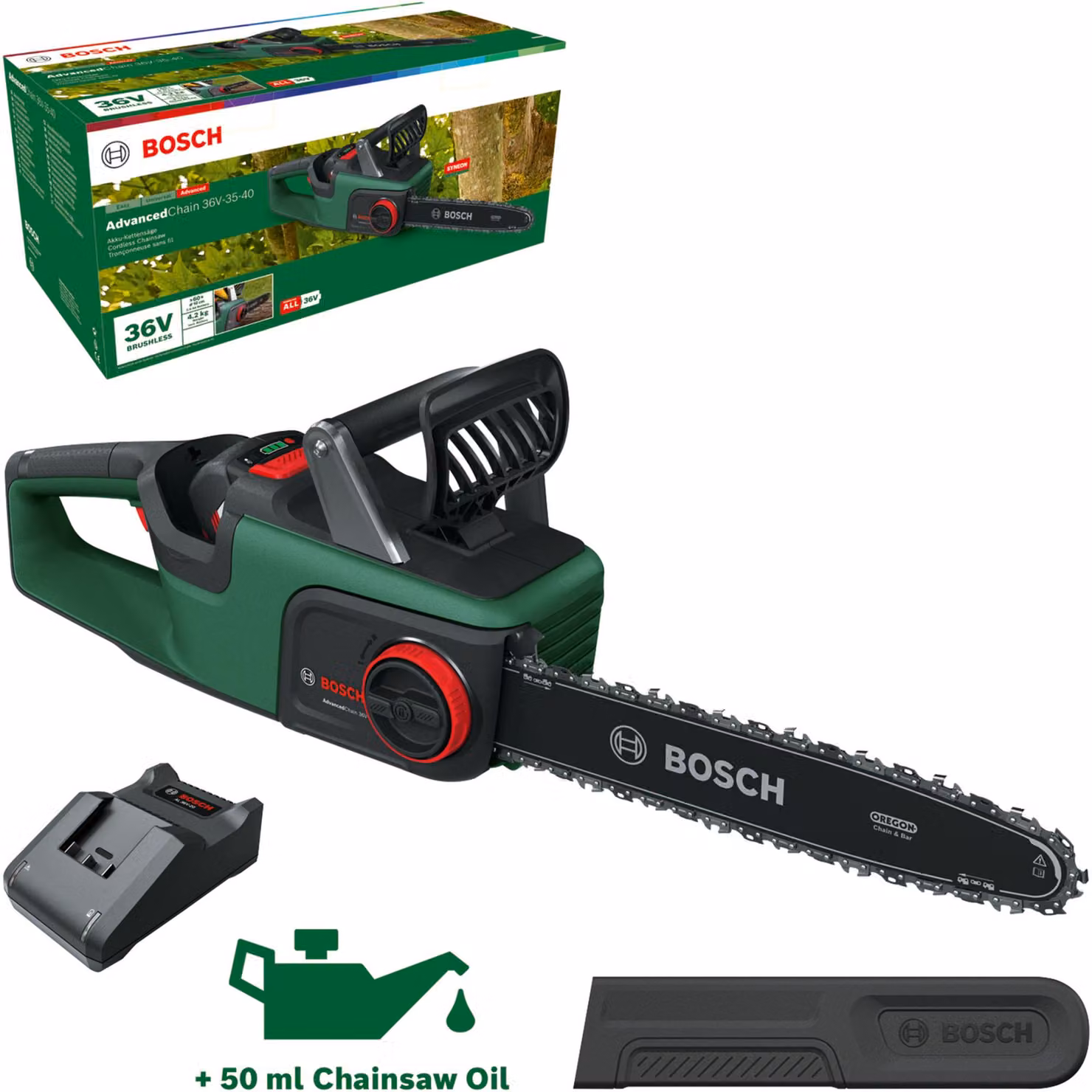 BOSCH Home & Garden 06008B8600 BOSCH Home & Garden AdvancedChain 36V-35-40 Akku-Kettensäge 36,0 V, mit 1 Akku