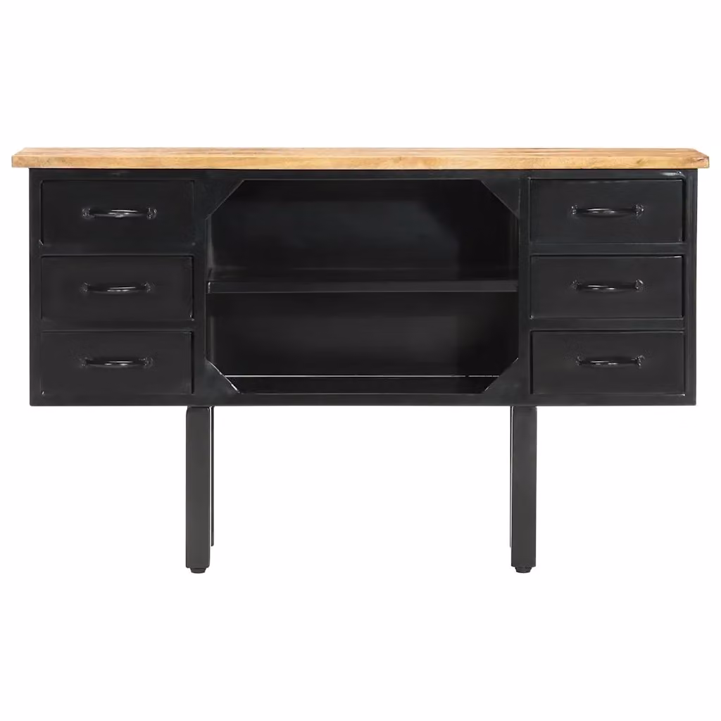 Credenza Buffet Armadio da Cucina Design Mania in Legno di Mango e Acciaio, L 110 x P 30 x H 65 cm – 2