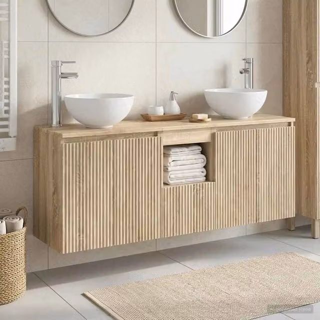 Set di Armadi da Bagno 3 pz Rovere Sonoma 49,5 x 35 x 63 cm 3405619