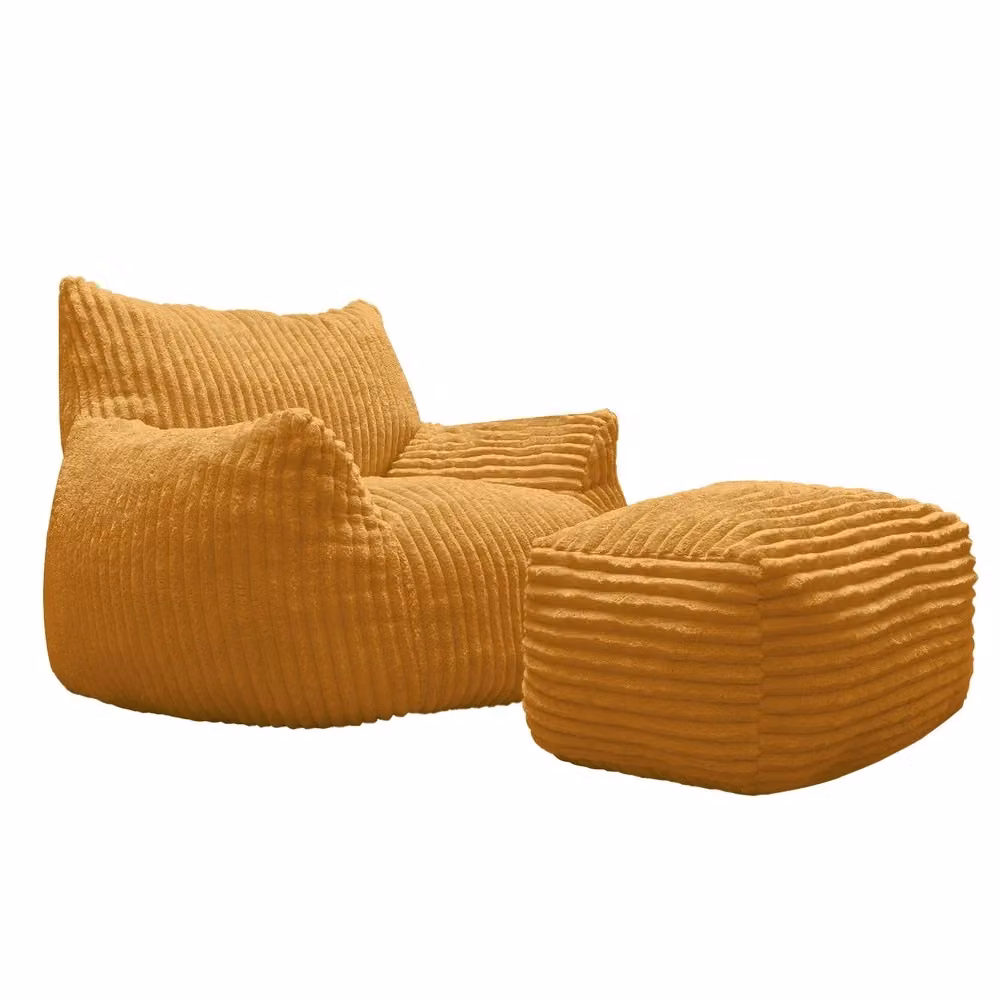 Poltrona relax Minimal con poggiapiedi in tessuto grigio e struttura in legno – 2