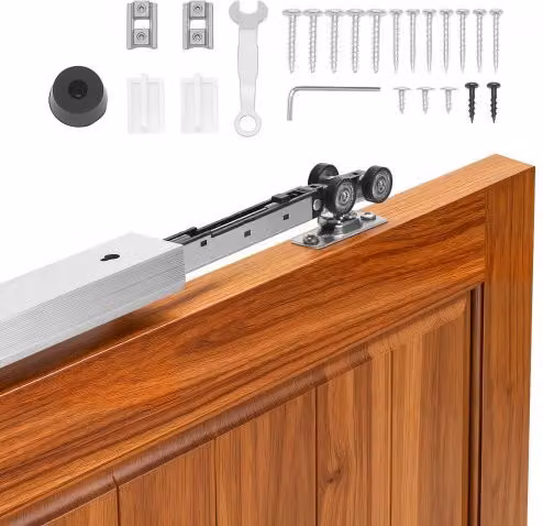 Kit Binario VEVOR per Porta Scorrevole a Scomparsa in Lega di Alluminio con Chiusura Ammortizzata, Colore Argento, L: 113,5 cm, L: 61 cm