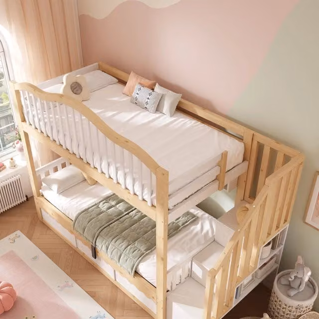 letto a castello in legno bianco e rovere 98 x 252 cm