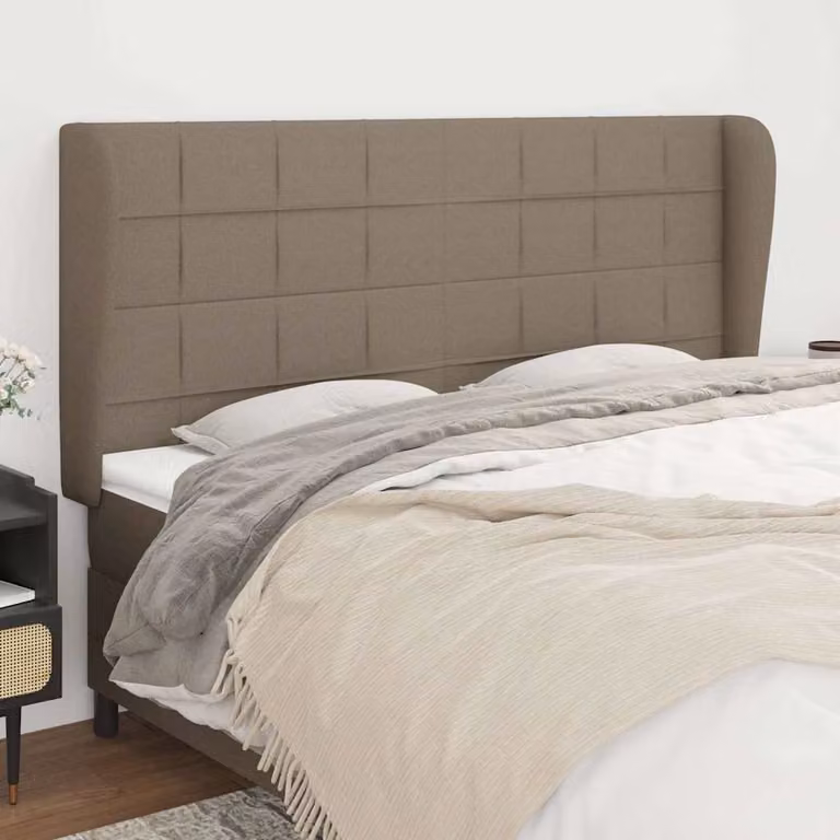 Testiera ad Orecchio vidaXL in Tessuto Beige e Grigio L: 183 cm, P: 23 cm, H: 118/128 cm