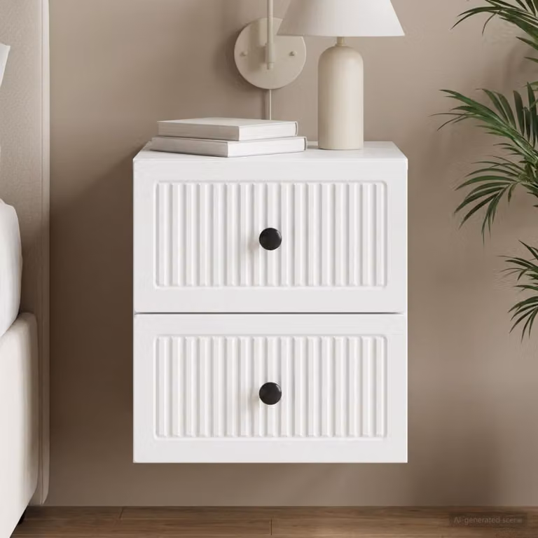 vidaXL Mobiletto da notte sospeso con cassetto Bianco L: 33 cm, P: 34,5 cm, H: 40 cm