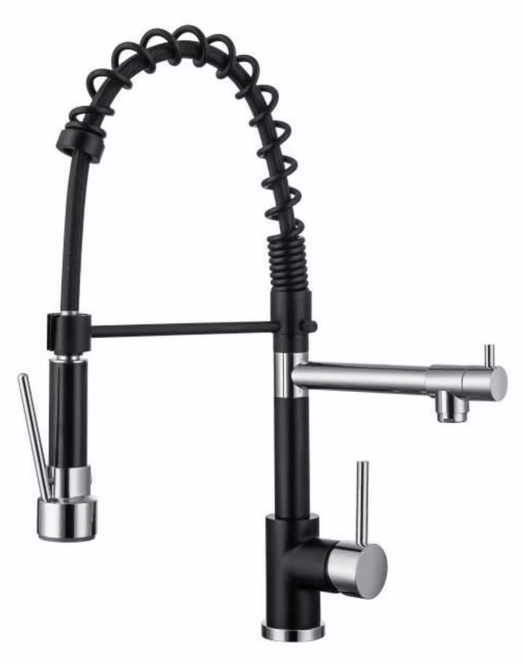 Rubinetto da cucina - Miscelatore per lavello - Nero/Cromo - Rotazione a 360° - 2 getti - OCE
