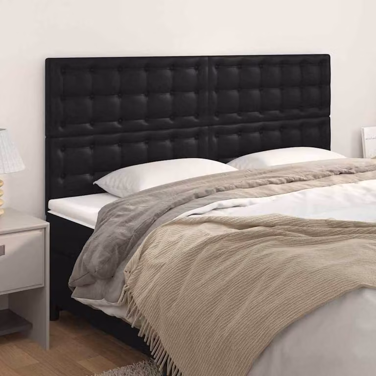 Testiera per letto vidaXL in similpelle nera con pannello imbottito, L: 160 cm, P: 5 cm, H: 118/128 cm
