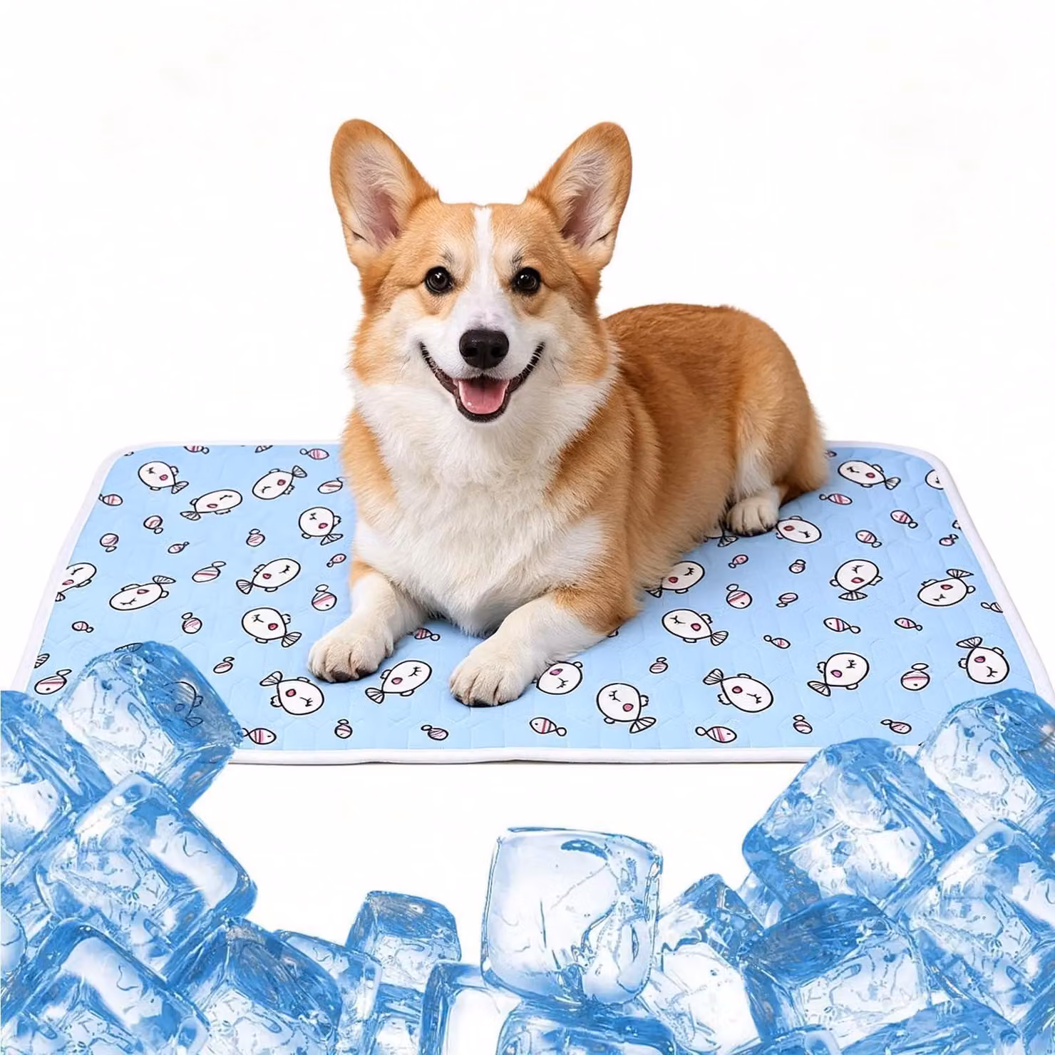 Tappetino refrigerante per cani e gatti, auto-raffreddante, non tossico, lavabile, 50x70 cm, colore blu