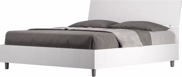 Letto Matrimoniale 160x190 cm testata inclinata Demas - Con rete,Bianco Frassino