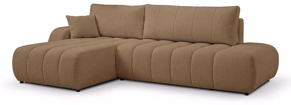 Divano angolare con funzione letto, modello Baloa, lato sinistro, color cognac