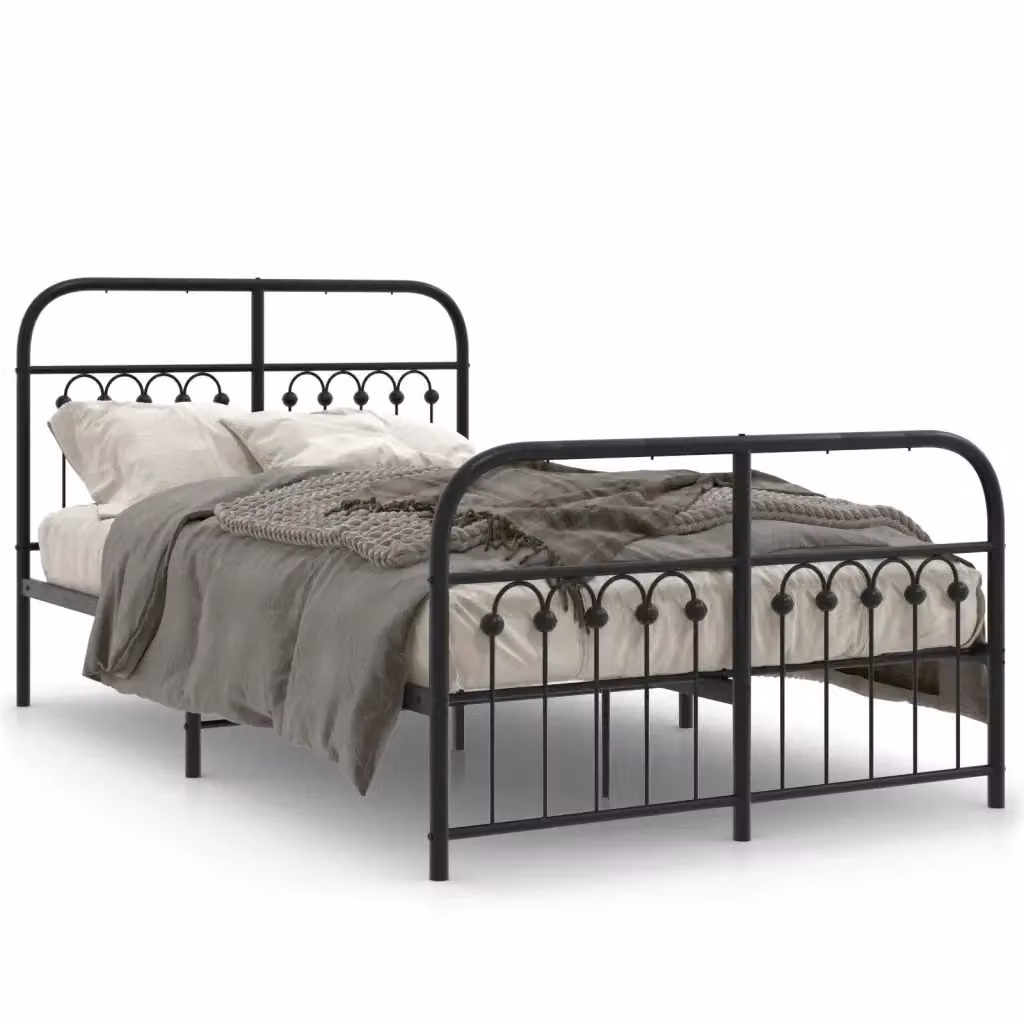 Letto con testiera e pediera in metallo nero vidaXL L/P: 120 x 200 cm – 2