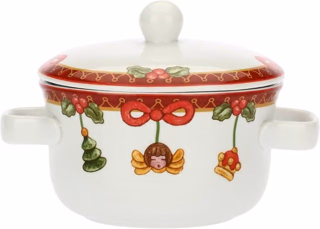 Cocotte media Magico Natale Thun in ceramica bianca adatta al forno