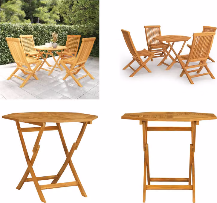 vidaXL Set da pranzo da giardino 5 pezzi in teak massiccio - Set da pranzo da giardino - Set da pranzo da giardino - Set di mobili da giardino - Set di mobili da giardino