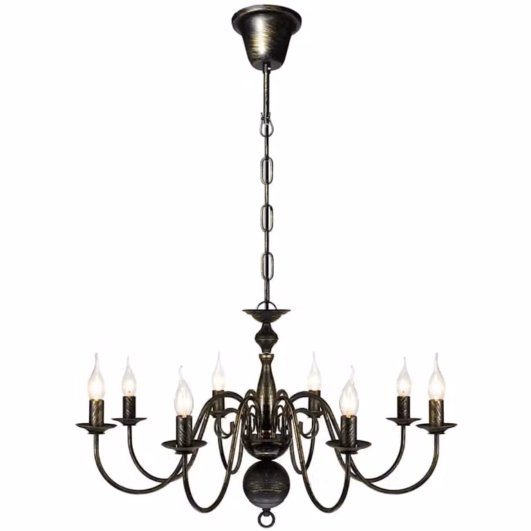 vidaXL Lampadario in Metallo Nero in Stile Antico con 8 Portalampada E14