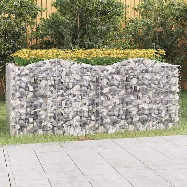Aiuola rialzata in gabion ad arco 200 x 100 x 100 cm ferro galvanizzato Argento 02_0039930