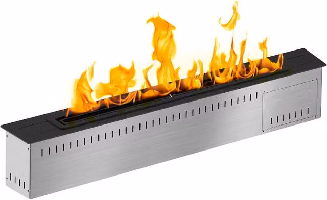 Bruciatore a bioetanolo da incasso Divina Fire Smart Slim con controllo APP in acciaio inox e alluminio, disponibile in nero o argento, L: 61 cm