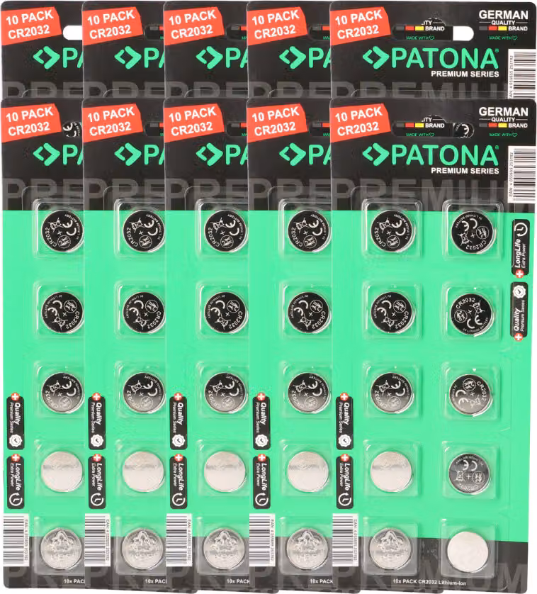 PATONA Premium 100x batterie CR2032 (10x10) Confezione 3V Litio