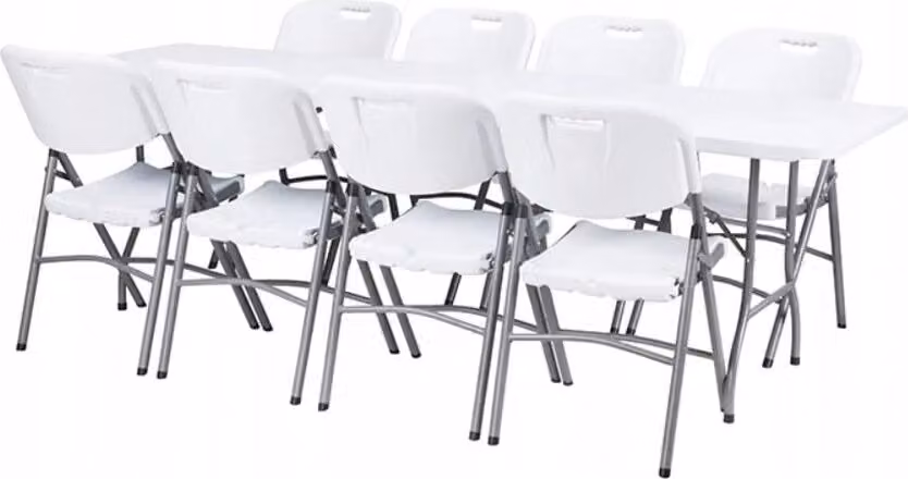 Tavolo da giardino BDW con 8 sgabelli Tavolo pieghevole 240x75 cm con maniglia di trasporto,