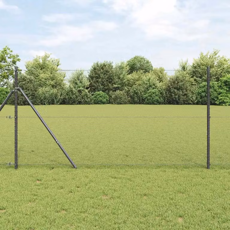 vidaXL Fissaggio a terra esagonale per recinzione in acciaio e PVC, Grigio, 25 x 1 m