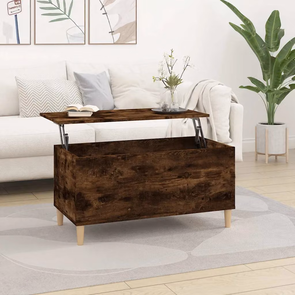 vidaXL Tavolino da Salotto Moderno in Legno Marrone con Meccanismo a Sollevamento L/P/H: 90 x 44,5 x 45 cm