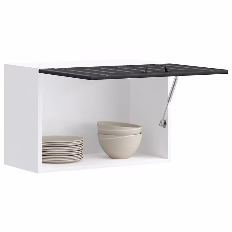 Pensile da cucina moderno vidaXL con ante in vetro, nero e bianco, L: 60 cm, H: 40 cm, P: 31 cm